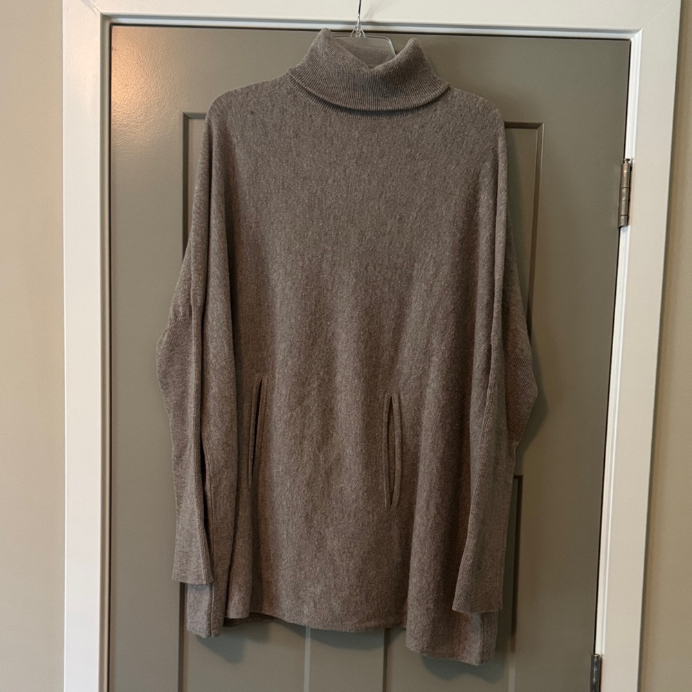 Garnet Hill Taupe Turtleneck Sweater